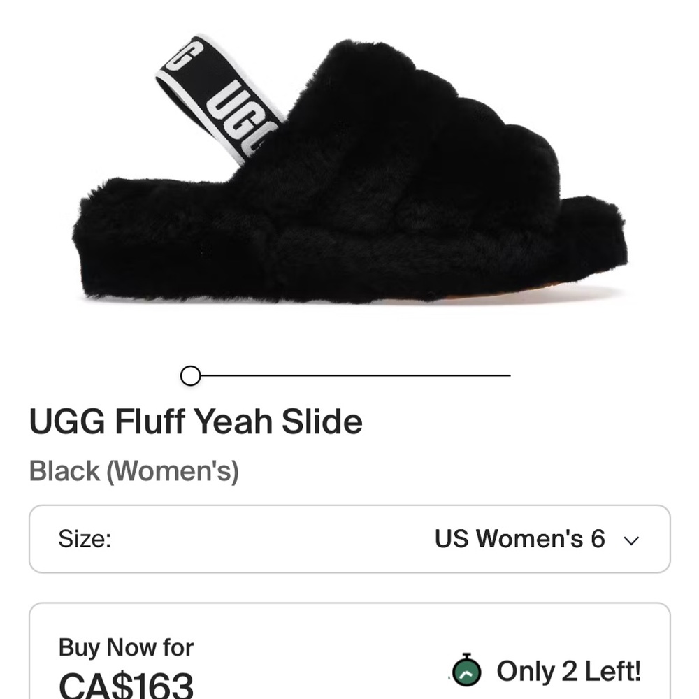 UGG Black Fluffy Slippers size 8